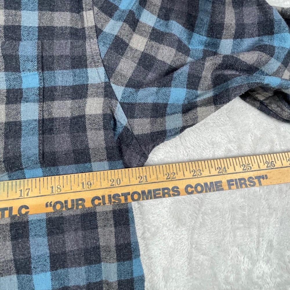 Weatherproof Vintage Flannel Shirt Mens Medium Blue Gray Plaid Button Up - Picture 5 of 6